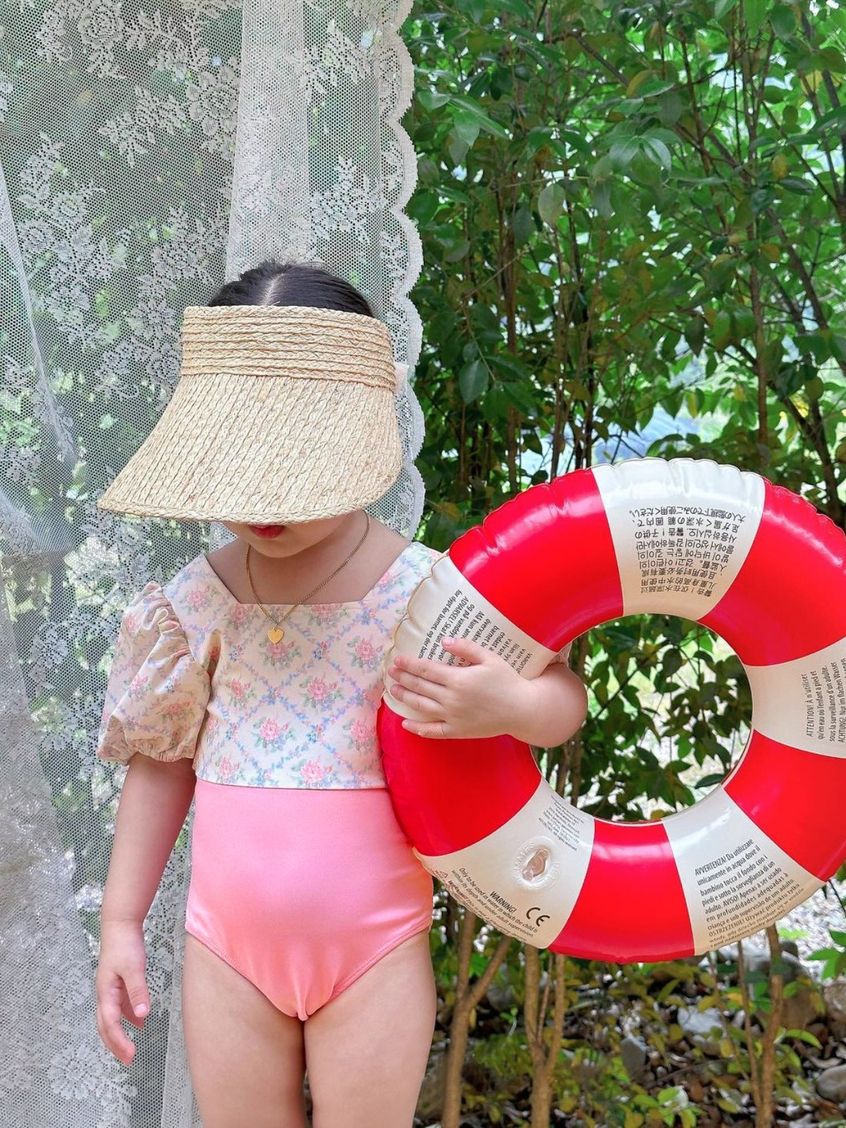 Floral Patchwork One Piece Swimsuit フローラルプリント切替水着【mh0012433】 BBAMMA ベビー用水着