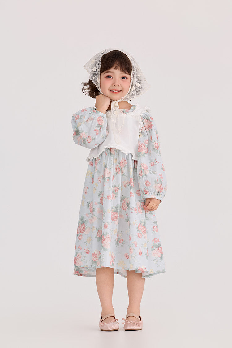 Floral Pattern Crew Neck Doll Dress 小花柄 パフスリーブ ドールワンピース【mh0012385】 HEY BOOBII