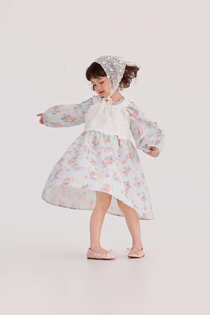 Floral Pattern Crew Neck Doll Dress 小花柄 パフスリーブ ドールワンピース【mh0012385】 HEY BOOBII