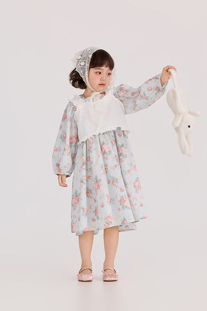 Floral Pattern Crew Neck Doll Dress 小花柄 パフスリーブ ドールワンピース【mh0012385】 HEY BOOBII