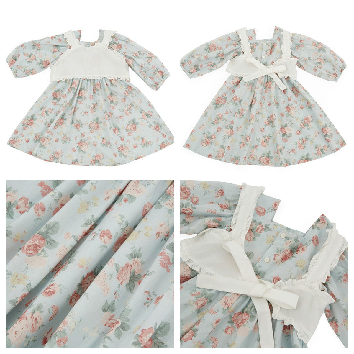 Floral Pattern Crew Neck Doll Dress 小花柄 パフスリーブ ドールワンピース【mh0012385】 HEY BOOBII