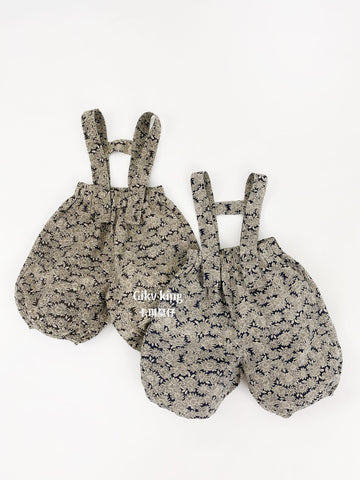 Floral Pattern Suspender Bloomers フラワー サロペットパンツ【mh0013488】 Gikv king サロペットパンツ・サスペンダーパンツ
