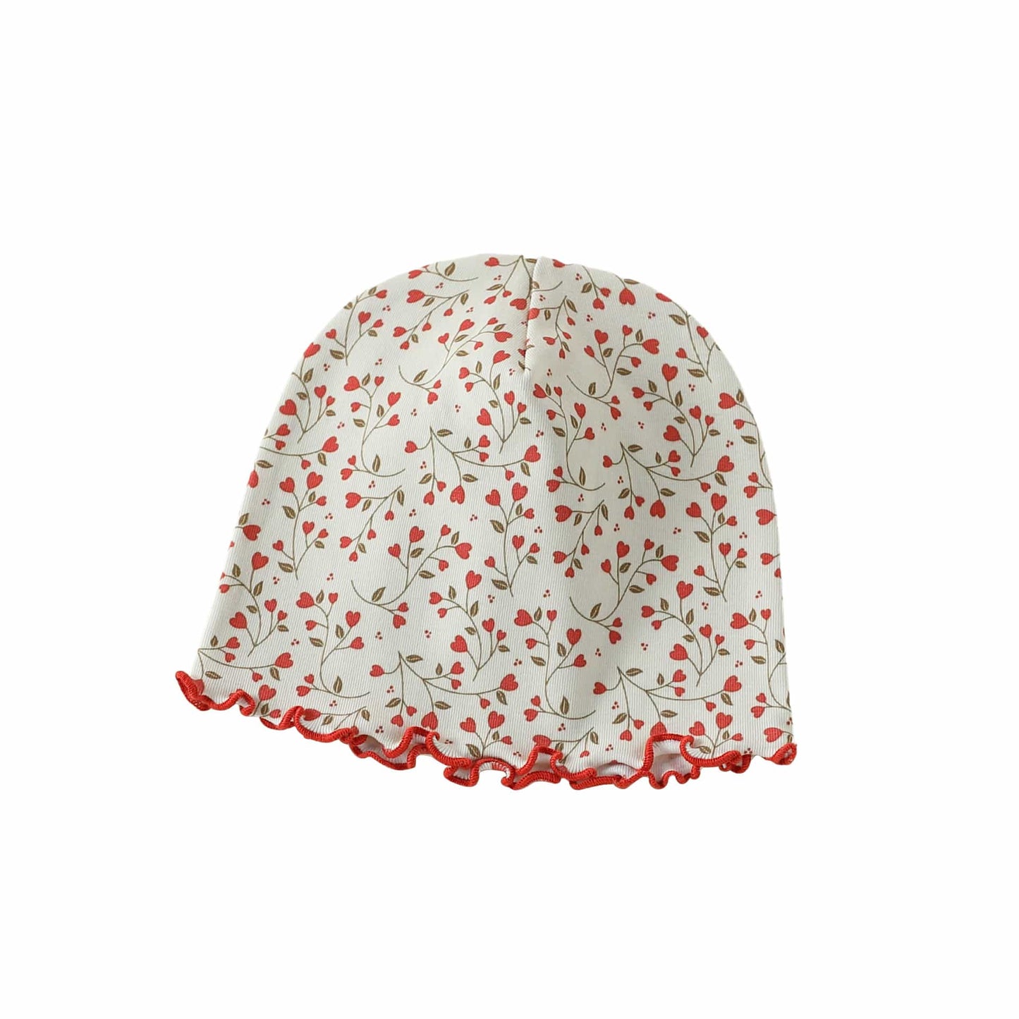 Floral Print Cotton Beanie Hat 花柄 コットン メロウ ベビー帽子【mh0012765】 Peach red spring branches / One Size Beitaoya ベビー用帽子