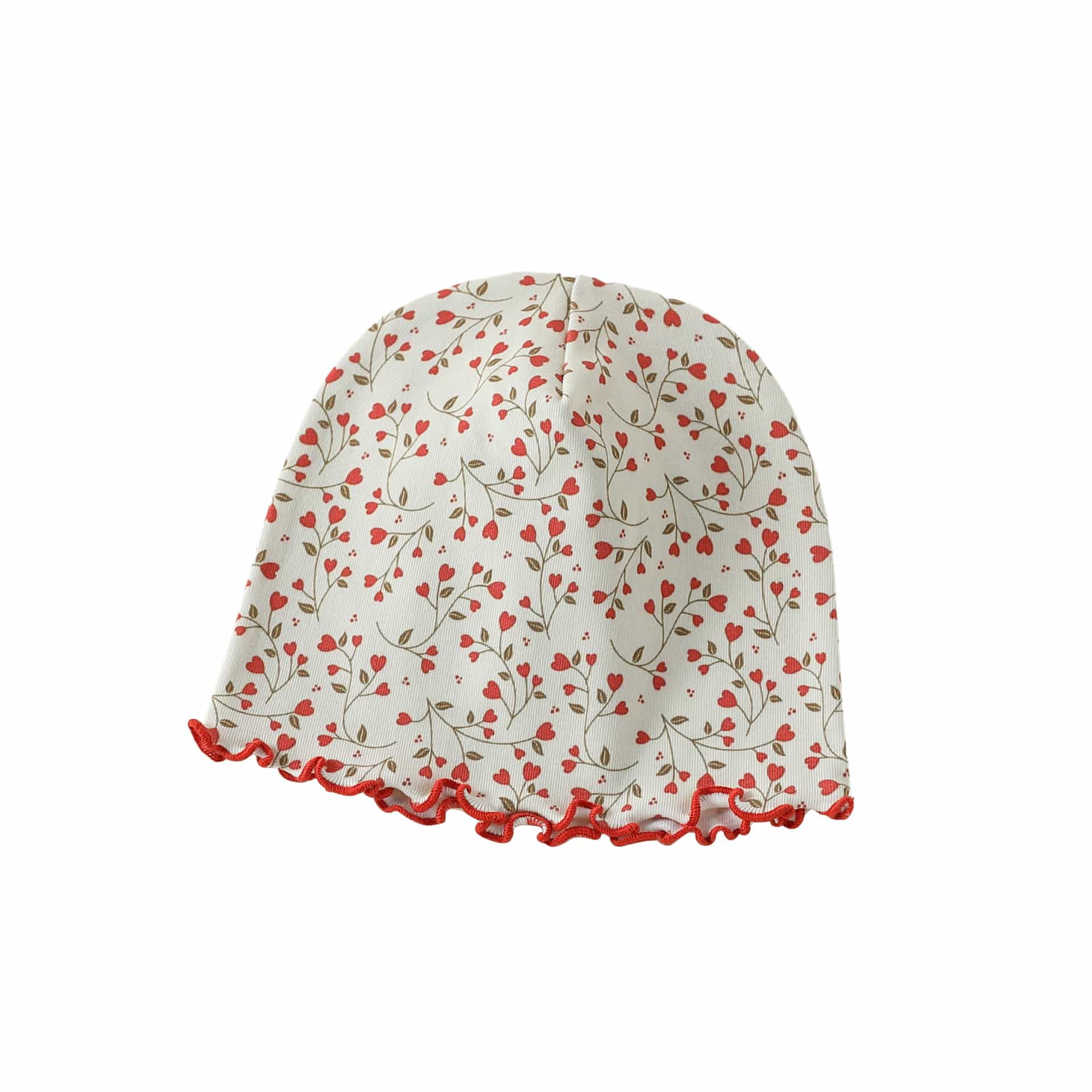Floral Print Cotton Beanie Hat 花柄 コットン メロウ ベビー帽子【mh0012765】 Peach red spring branches / One Size Beitaoya ベビー用帽子
