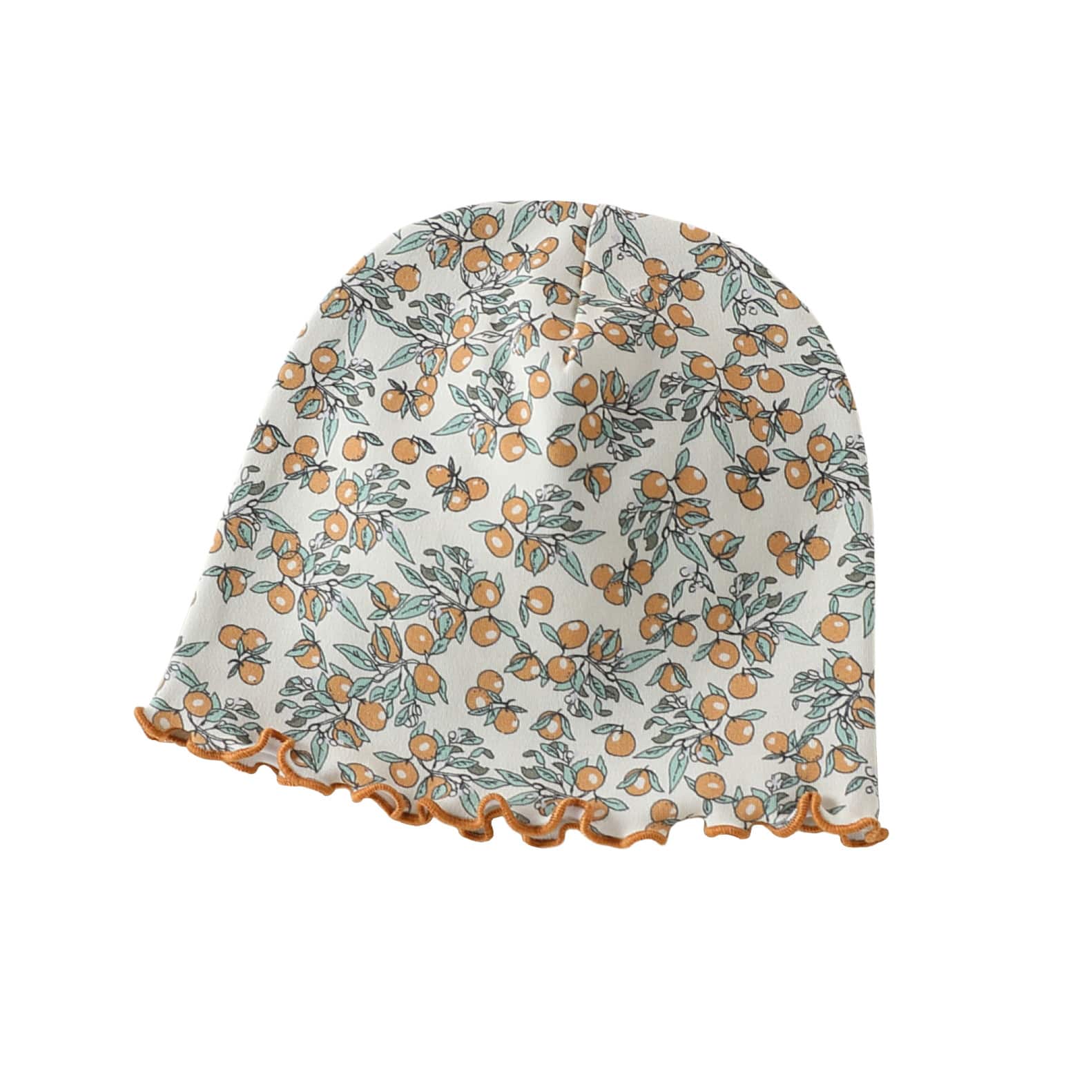 Floral Print Cotton Beanie Hat 花柄 コットン メロウ ベビー帽子【mh0012765】 Small orange / One Size Beitaoya ベビー用帽子