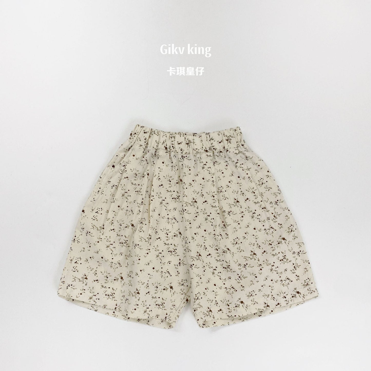 Floral Print Cotton Elastic Waist Shorts 小花柄プリント ハーフパンツ【mh0013480】 Apricot / 80cm Gikv king ハーフパンツ・ショートパンツ