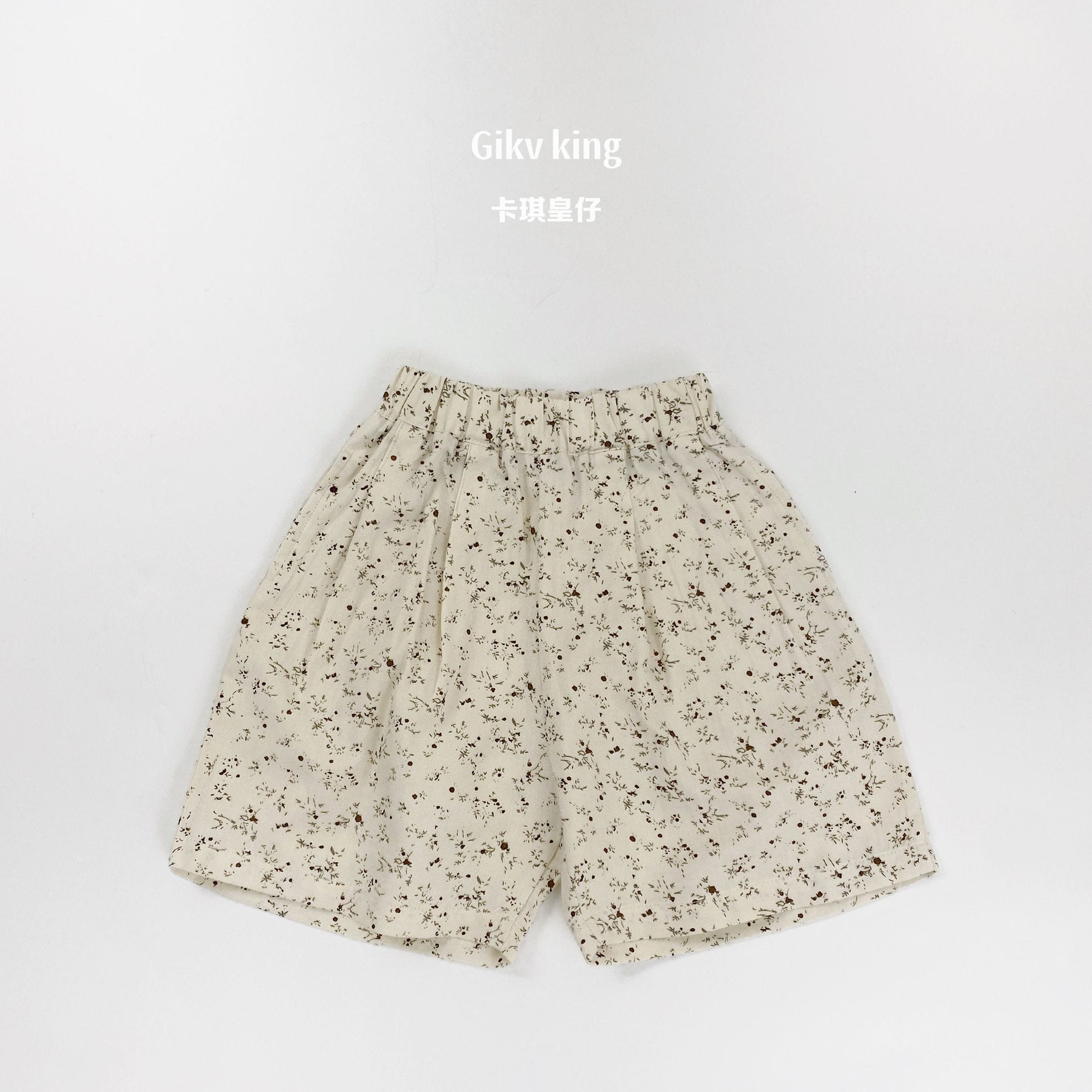 Floral Print Cotton Elastic Waist Shorts 小花柄プリント ハーフパンツ【mh0013480】 Apricot / 80cm Gikv king ハーフパンツ・ショートパンツ