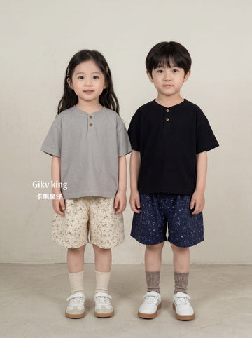 Floral Print Cotton Elastic Waist Shorts 小花柄プリント ハーフパンツ【mh0013480】 Gikv king ハーフパンツ・ショートパンツ