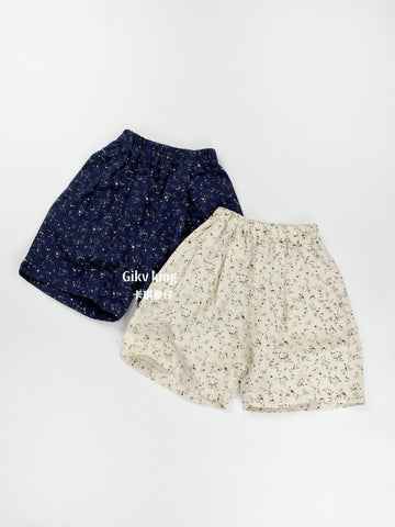 Floral Print Cotton Elastic Waist Shorts 小花柄プリント ハーフパンツ【mh0013480】 Gikv king ハーフパンツ・ショートパンツ