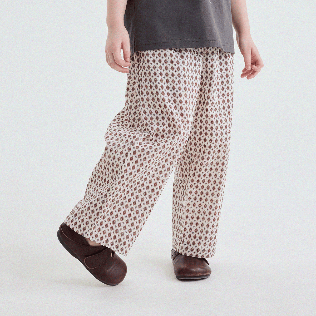 Floral Print Cotton Long Pants ドット柄 ロングパンツ【mh0013169】 Yellow / 90cm yunerma ロングパンツ・スウェットパンツ