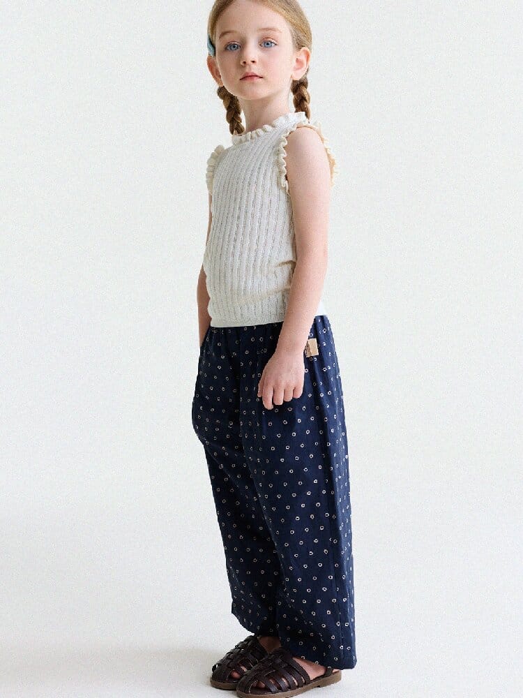 Floral Print Cotton Long Pants ドット柄 ロングパンツ【mh0013169】 yunerma ロングパンツ・スウェットパンツ