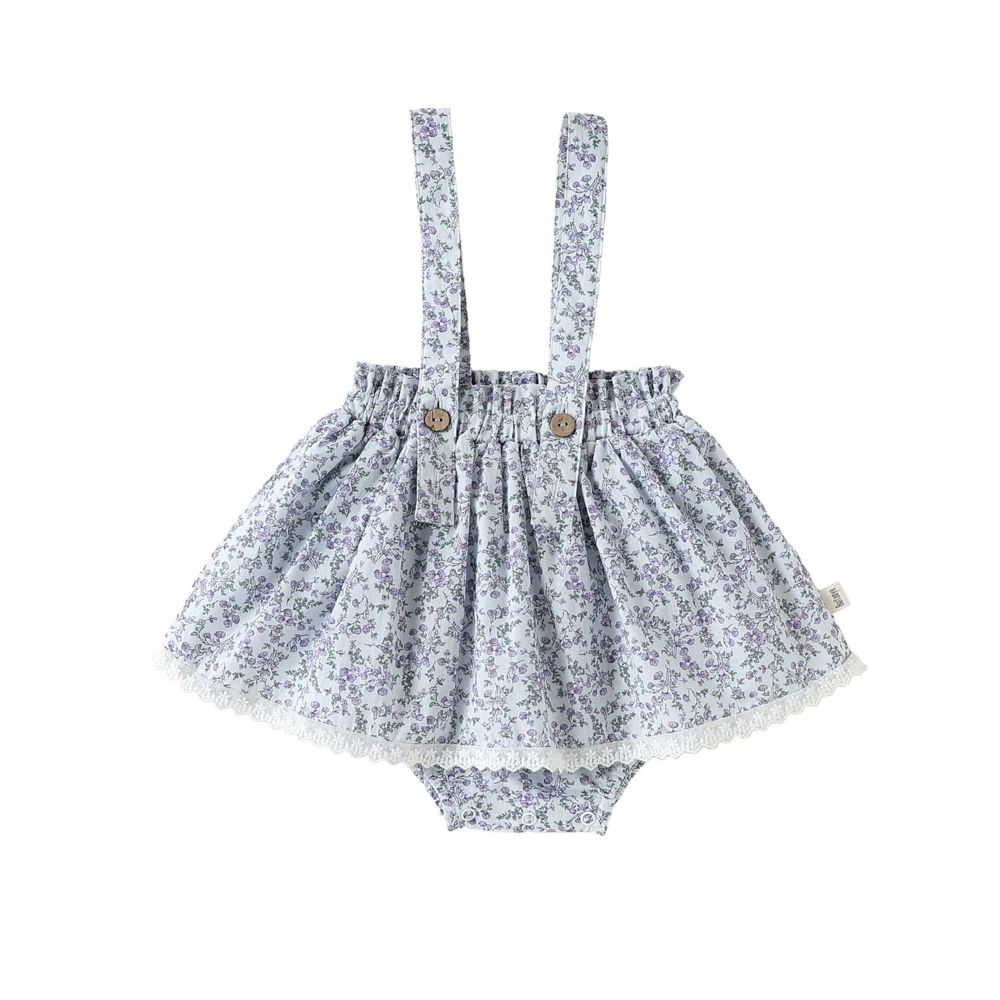 Floral Print Cotton Suspender Romper 花柄 コットン サスペンダースカート【mh0012766】 Beitaoya サロペットパンツ・サスペンダーパンツ