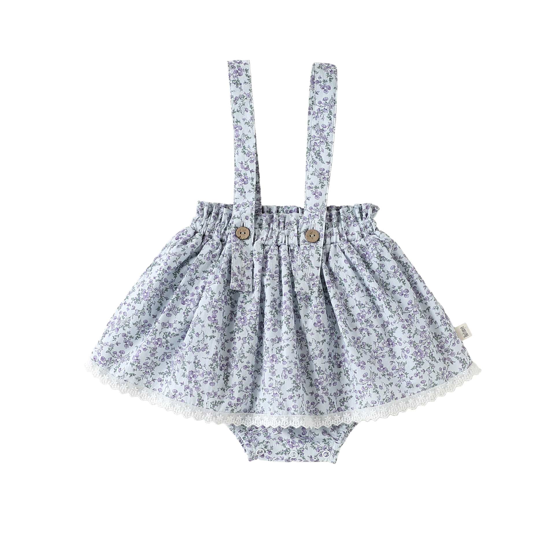 Floral Print Cotton Suspender Romper 花柄 コットン サスペンダースカート【mh0012766】 Blue / 73cm Beitaoya サロペットパンツ・サスペンダーパンツ