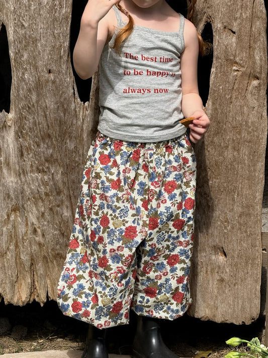 Floral Print Elastic Waist Pants 小花柄 ロングパンツ【mh0012794】 Red / 90cm Chengle ロングパンツ・スウェットパンツ