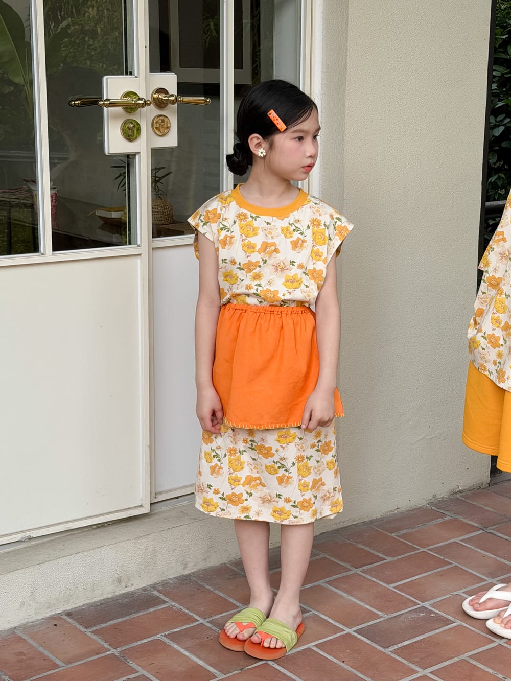 Floral Print Loose Top Dress and Shorts Set 田園プリント 半袖Tシャツ ショートパンツ 半袖ワンピース【mh0013517】 Dress / 100cm KUMAI.KIDS 半袖セットアップ