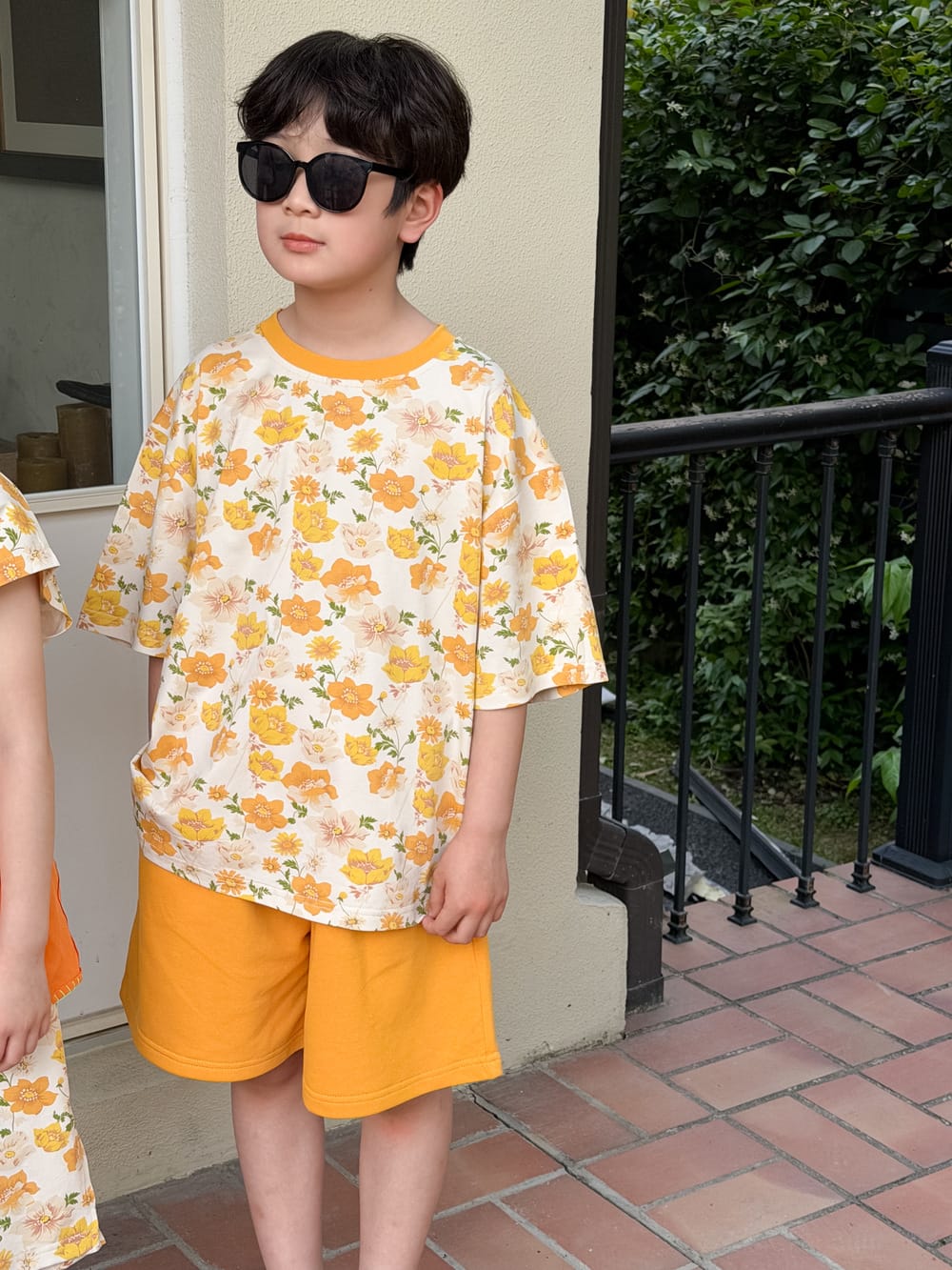 Floral Print Loose Top Dress and Shorts Set 田園プリント 半袖Tシャツ ショートパンツ 半袖ワンピース【mh0013517】 Set / 100cm KUMAI.KIDS 半袖セットアップ