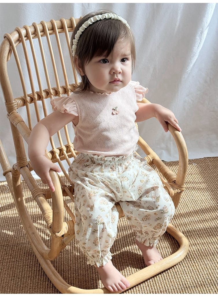 Floral Print Ruffle Cotton Pants フラワー ロングパンツ【mh0013606】 Beitaoya ロングパンツ・スウェットパンツ