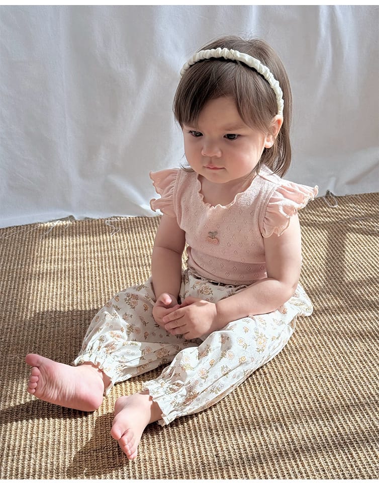 Floral Print Ruffle Cotton Pants フラワー ロングパンツ【mh0013606】 Beitaoya ロングパンツ・スウェットパンツ