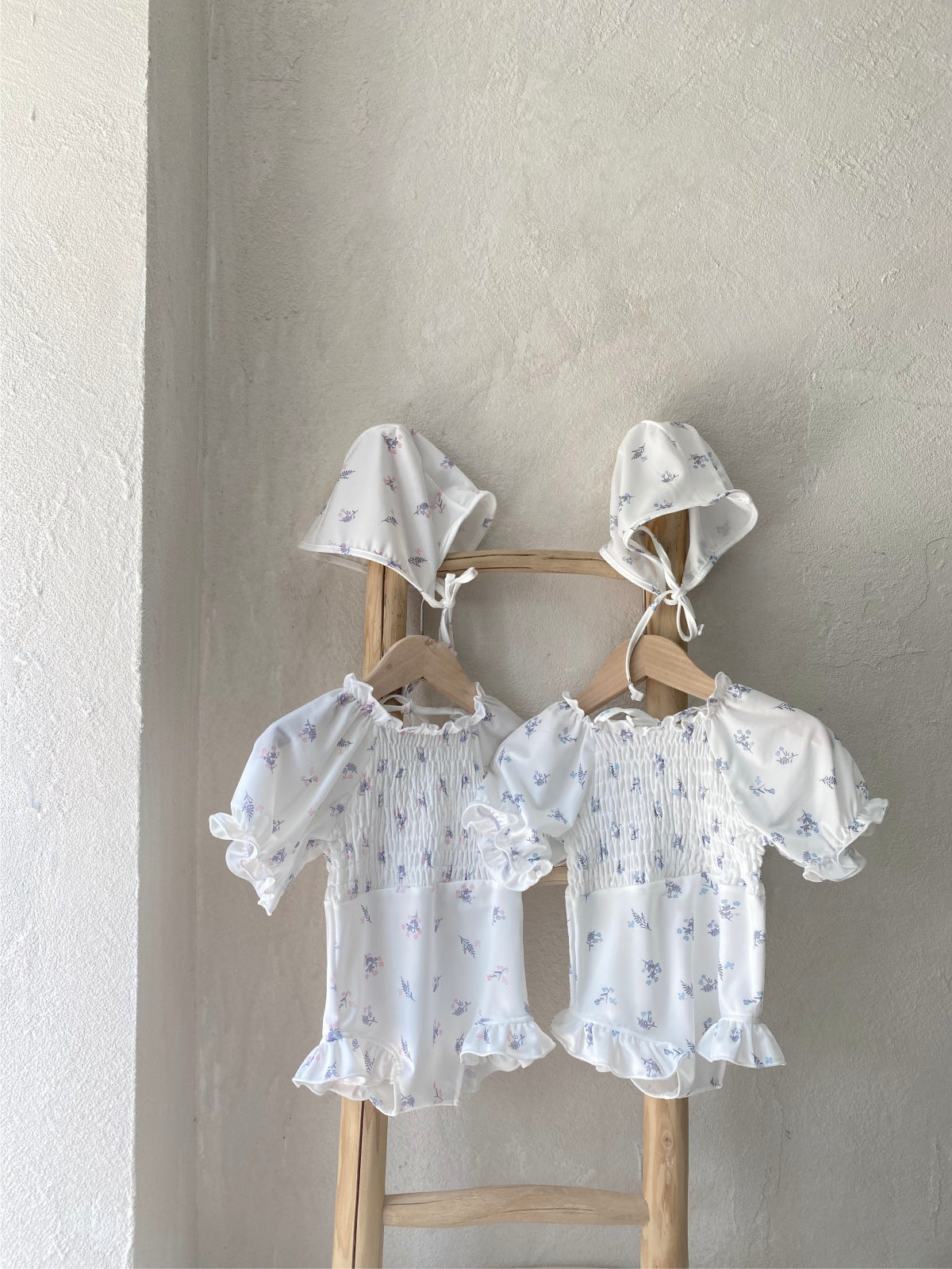 Floral Print Smocked Swimsuit フローラルプリントスモッキング水着 mamahalo shop