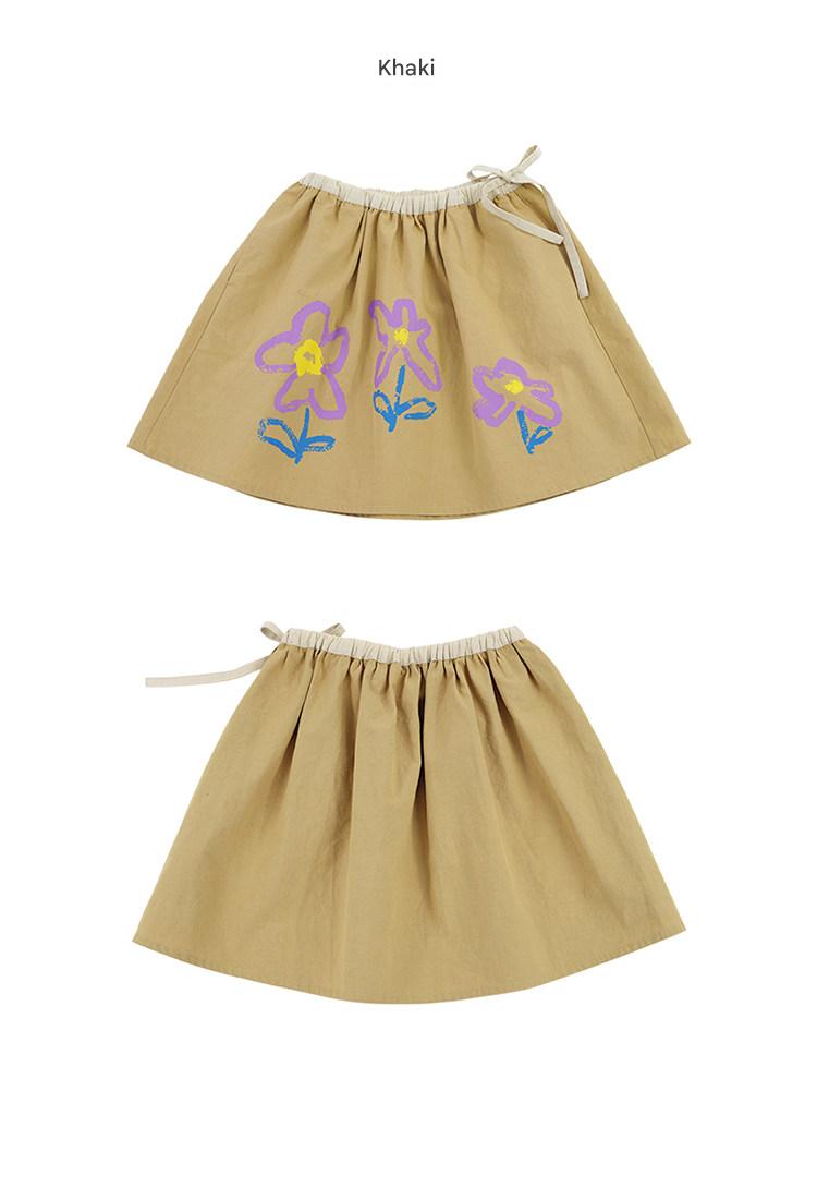 Floral Printed Linen Cotton Skirt フラワー ミディアムスカート【mh0013099】 RICE & SKY スカート