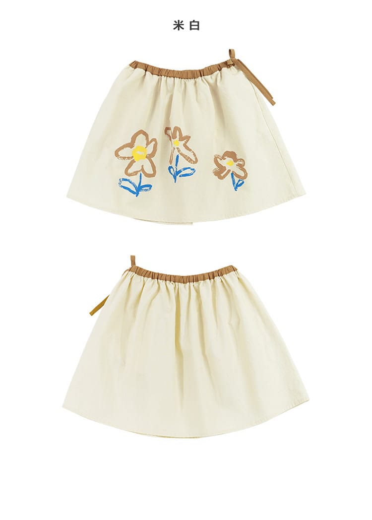 Floral Printed Linen Cotton Skirt フラワー ミディアムスカート【mh0013099】 RICE & SKY スカート