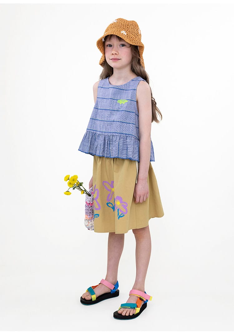 Floral Printed Linen Cotton Skirt フラワー ミディアムスカート【mh0013099】 RICE & SKY スカート