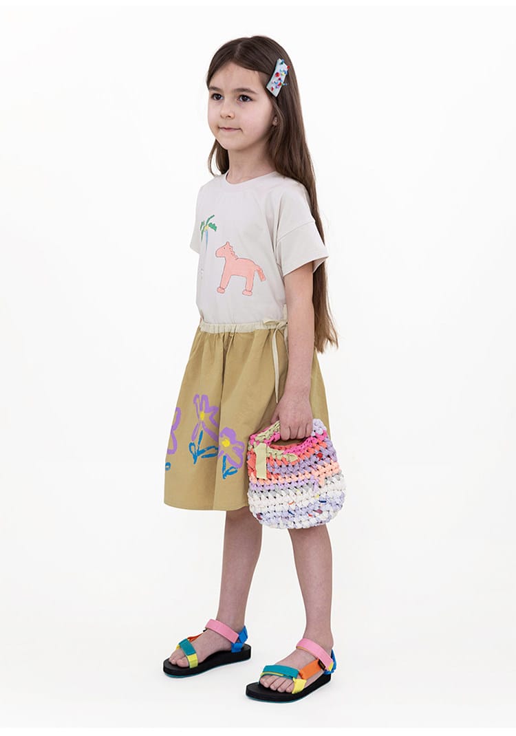 Floral Printed Linen Cotton Skirt フラワー ミディアムスカート【mh0013099】 RICE & SKY スカート
