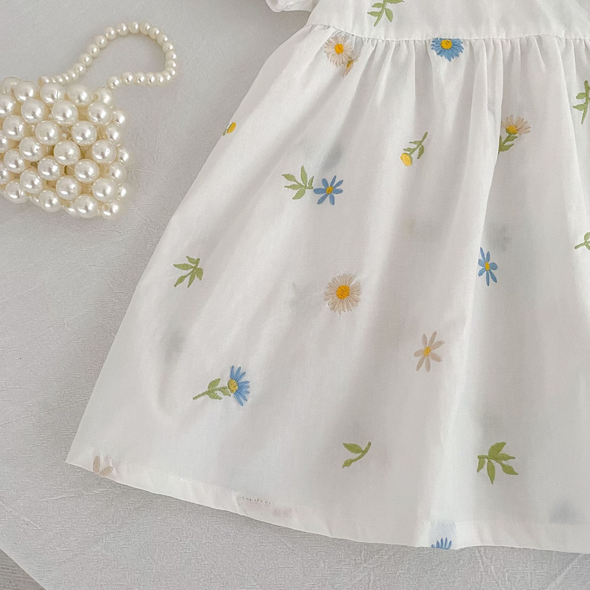 Floral Puff Sleeve Romper Dress パフスリーブ ロンパース ワンピース【mh0013167】 Aeg babyi 半袖ロンパース
