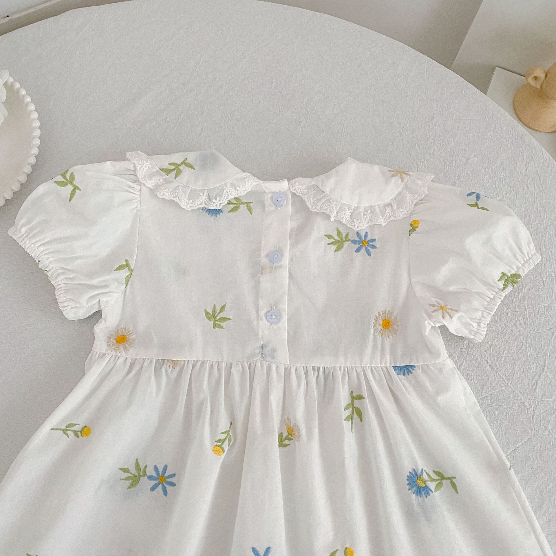 Floral Puff Sleeve Romper Dress パフスリーブ ロンパース ワンピース【mh0013167】 Aeg babyi 半袖ロンパース