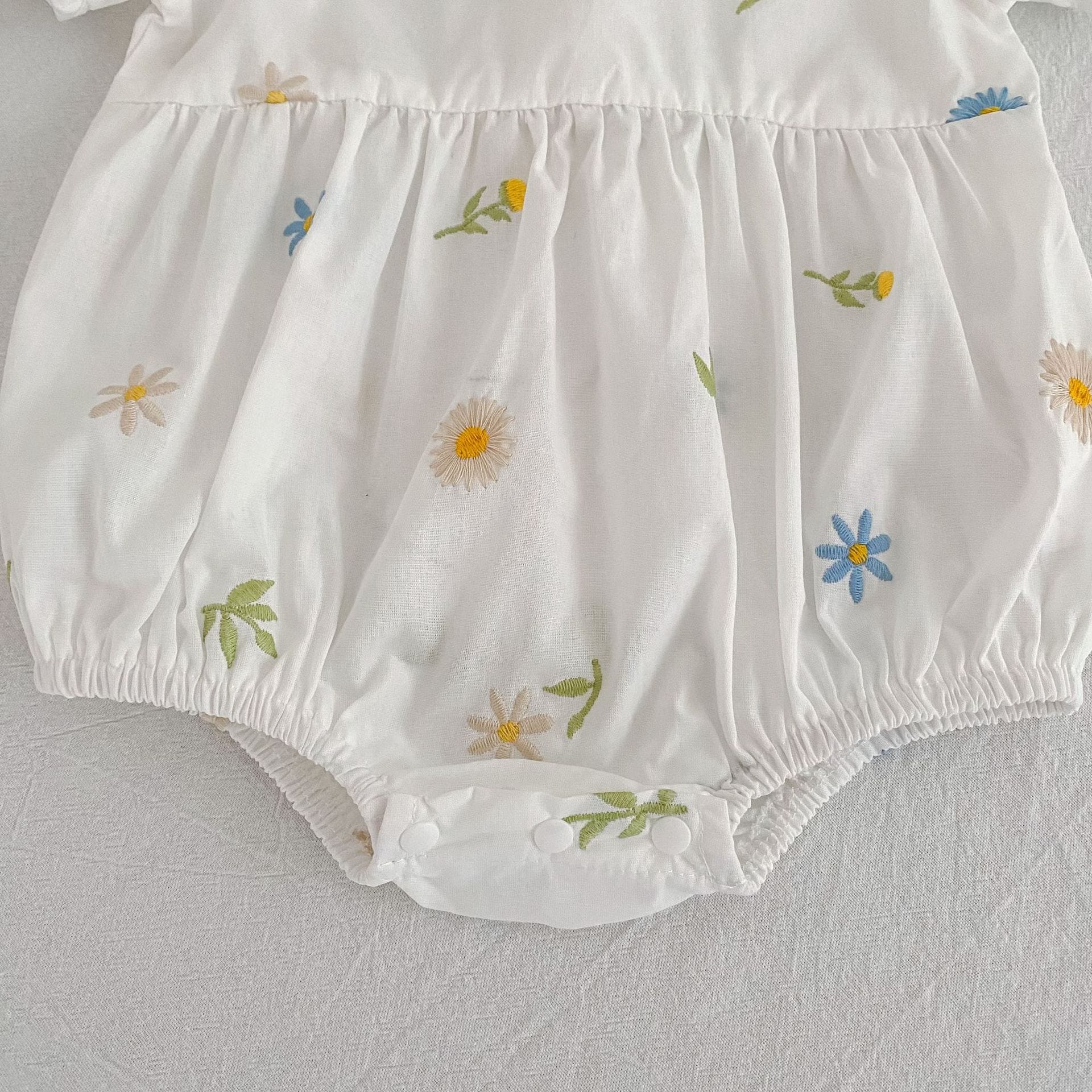 Floral Puff Sleeve Romper Dress パフスリーブ ロンパース ワンピース【mh0013167】 Aeg babyi 半袖ロンパース