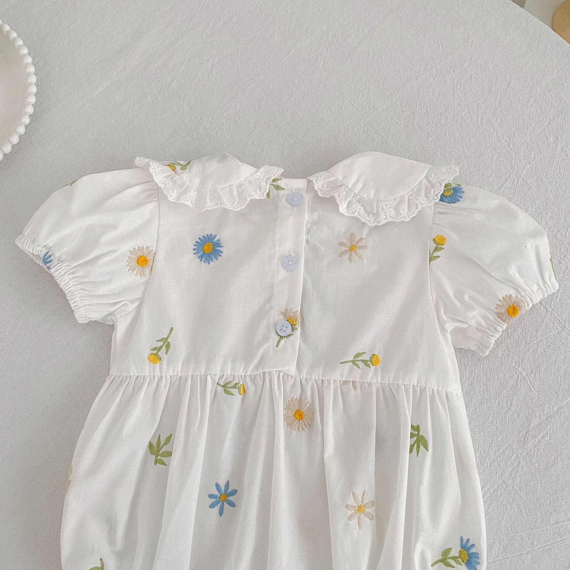 Floral Puff Sleeve Romper Dress パフスリーブ ロンパース ワンピース【mh0013167】 Aeg babyi 半袖ロンパース