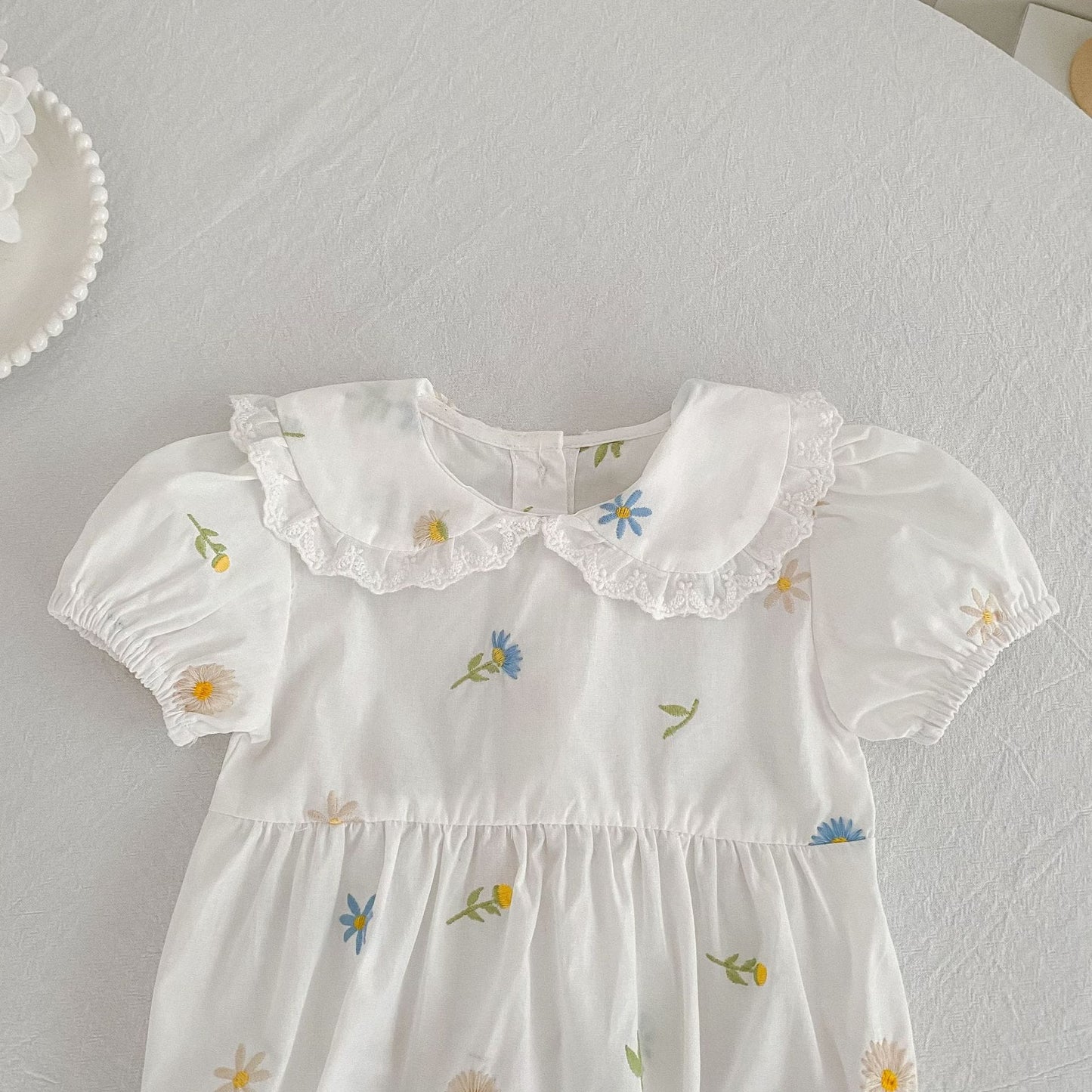 Floral Puff Sleeve Romper Dress パフスリーブ ロンパース ワンピース【mh0013167】 Aeg babyi 半袖ロンパース