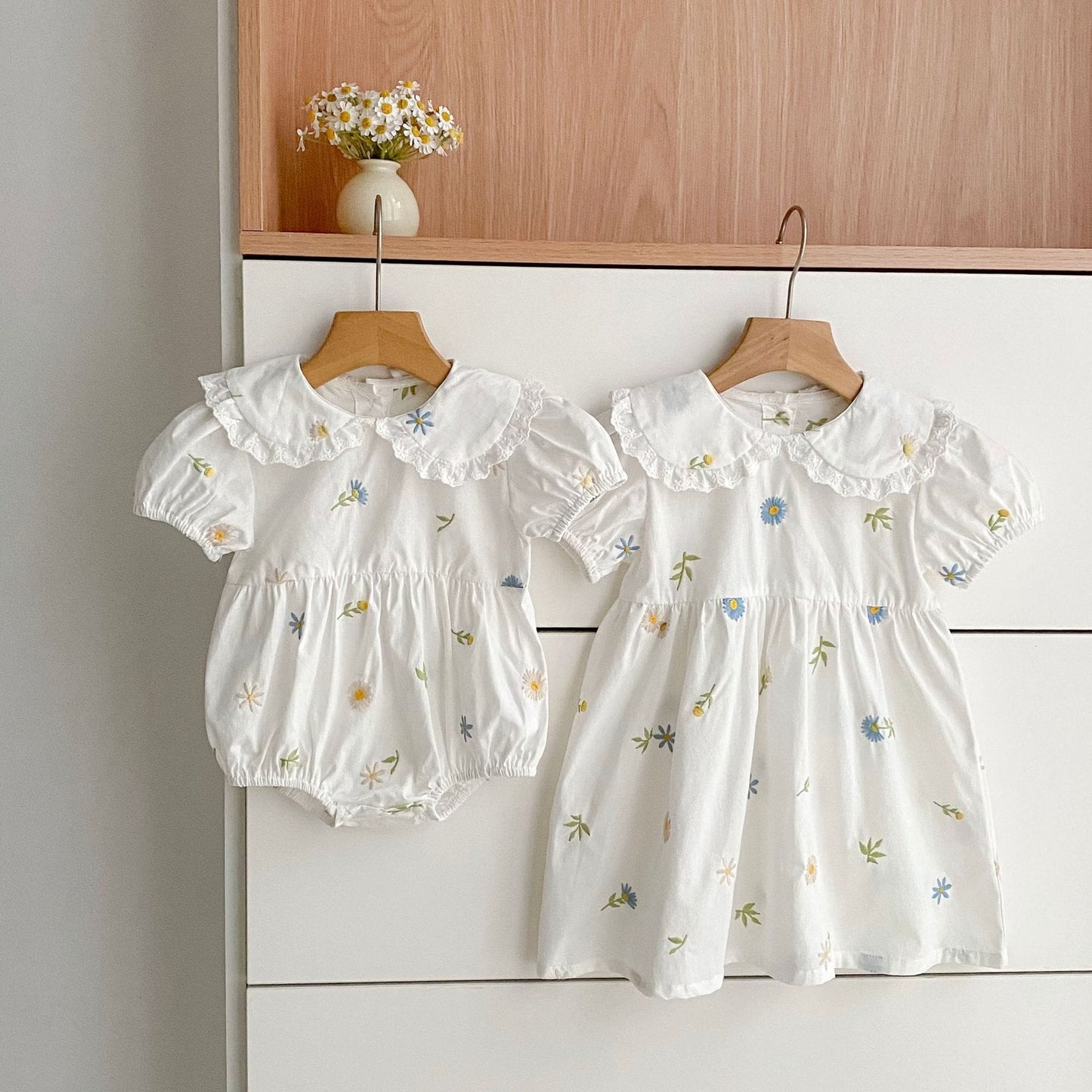 Floral Puff Sleeve Romper Dress パフスリーブ ロンパース ワンピース【mh0013167】 Aeg babyi 半袖ロンパース