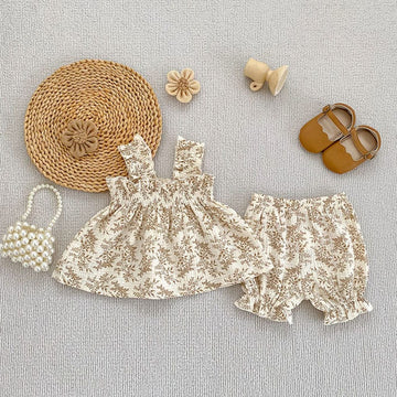 Floral Ruffle Camisole Bloomer フリル キャミソール ブルマ【mh0013159】 Aeg babyi ノースリーブセットアップ