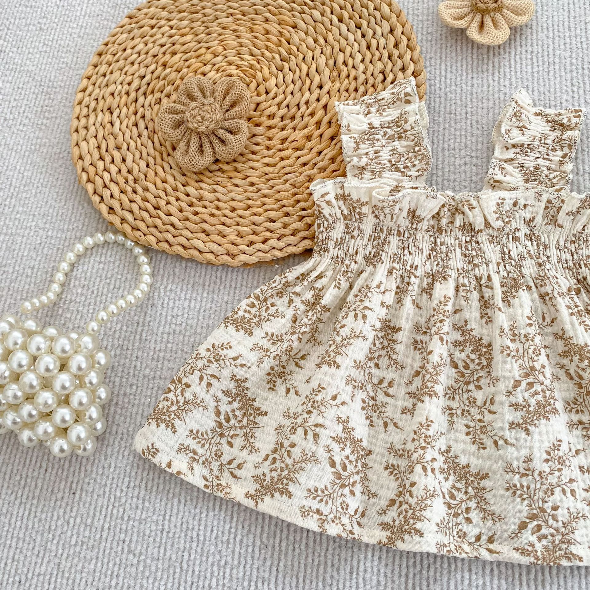 Floral Ruffle Camisole Bloomer フリル キャミソール ブルマ【mh0013159】 Aeg babyi ノースリーブセットアップ