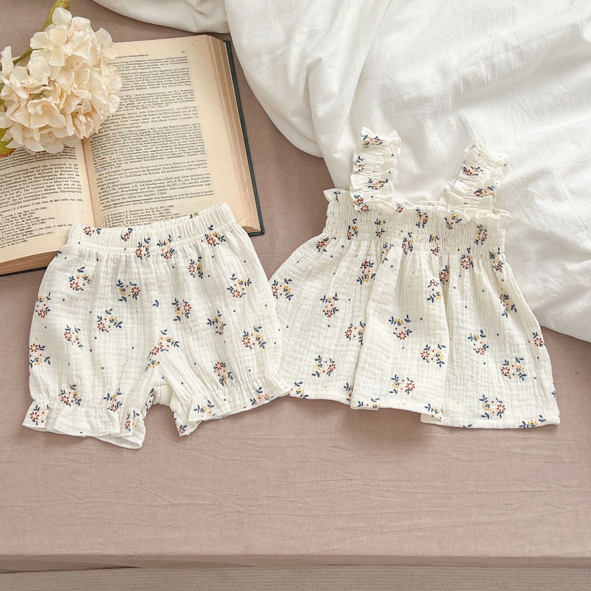 Floral Ruffle Camisole Bloomer フリル キャミソール ブルマ【mh0013159】 Aeg babyi ノースリーブセットアップ