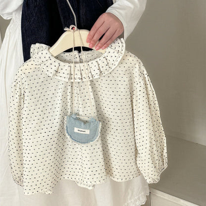 Floral Ruffle Collar Cotton Blouse 花柄 ラッフル襟 コットンブラウス【mh0012289】 Creamy White / 90cm Laibaobao