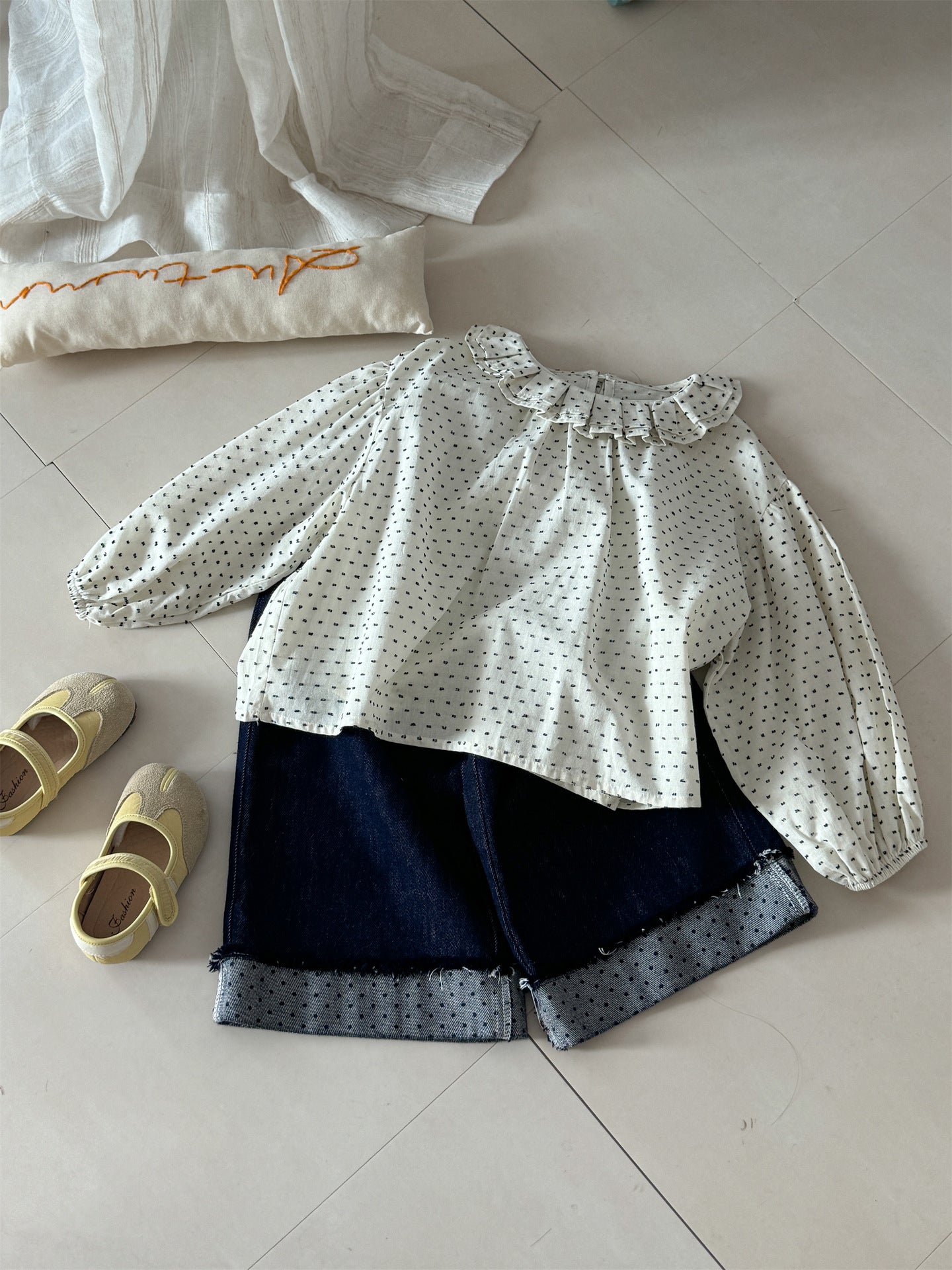 Floral Ruffle Collar Cotton Blouse 花柄 ラッフル襟 コットンブラウス【mh0012289】 Laibaobao
