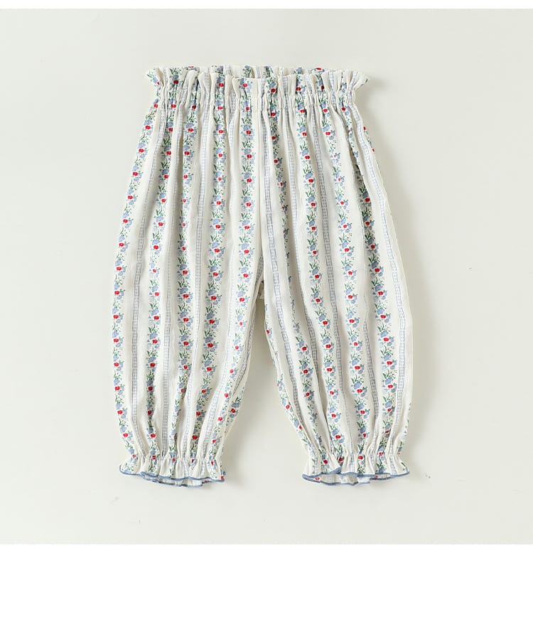 Floral Ruffle Pocket Long Pants ボタニカル ロングパンツ【mh0013489】 Beitaoya ロングパンツ・スウェットパンツ
