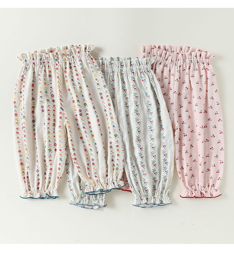 Floral Ruffle Pocket Long Pants ボタニカル ロングパンツ【mh0013489】 Beitaoya ロングパンツ・スウェットパンツ