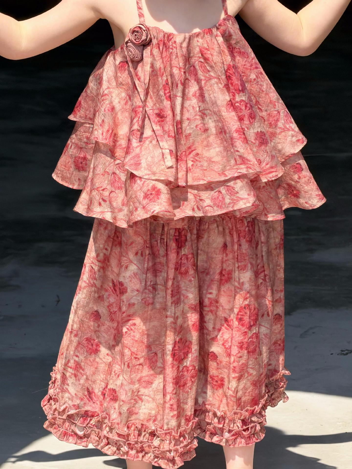 Floral Ruffle Set キャミソール クロップドパンツ【mh0013055】 Jianzidan ノースリーブセットアップ