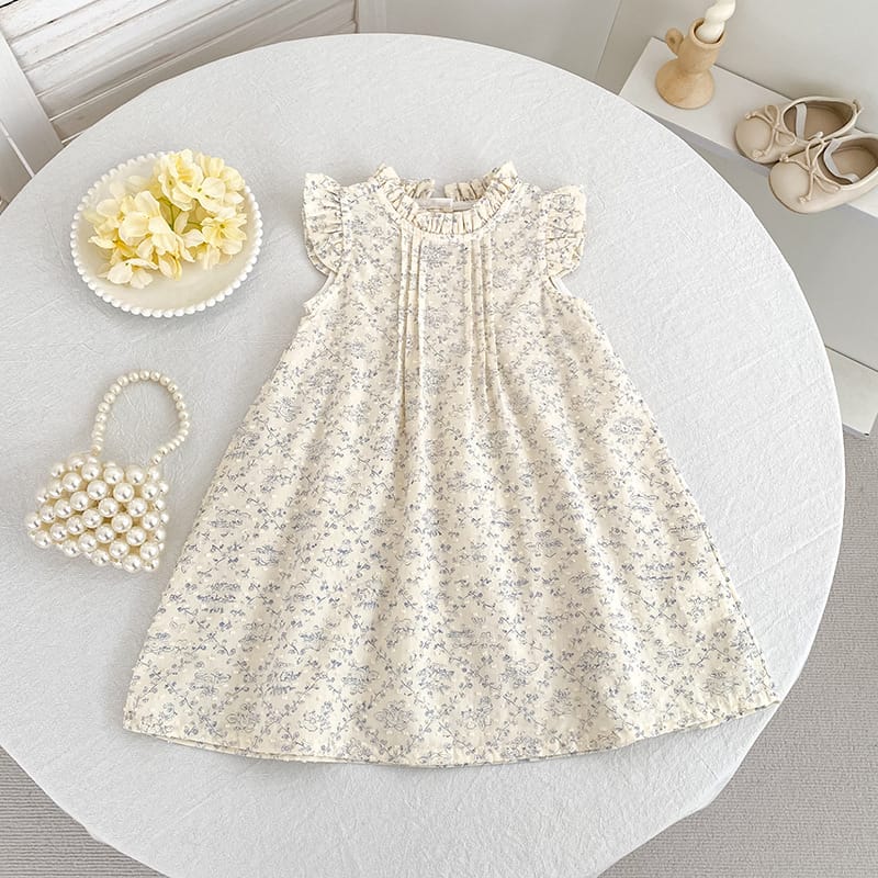 Floral Ruffle Sleeveless Romper Dress フリル ノースリーブロンパース ミモレ丈ワンピース【mh0013157】 Aeg babyi ノースリーブロンパース