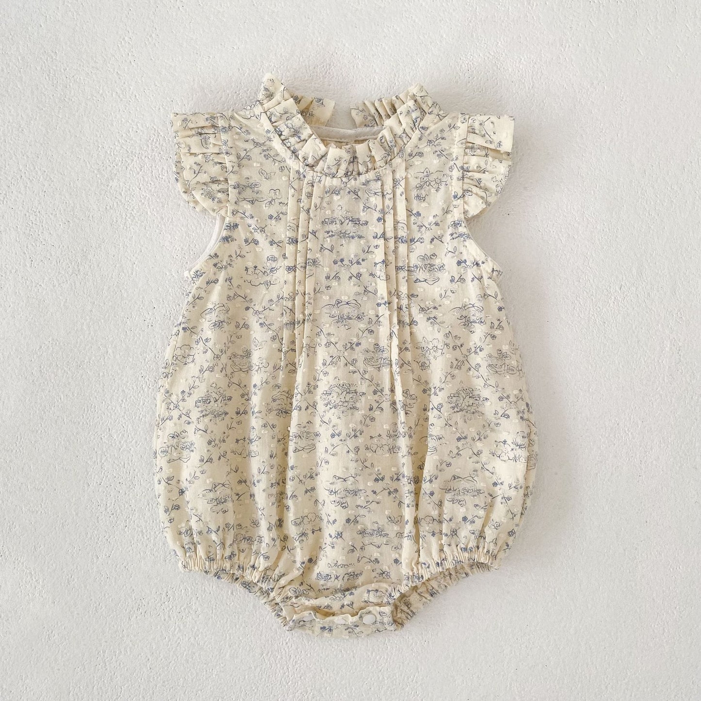 Floral Ruffle Sleeveless Romper Dress フリル ノースリーブロンパース ミモレ丈ワンピース【mh0013157】 Aeg babyi ノースリーブロンパース