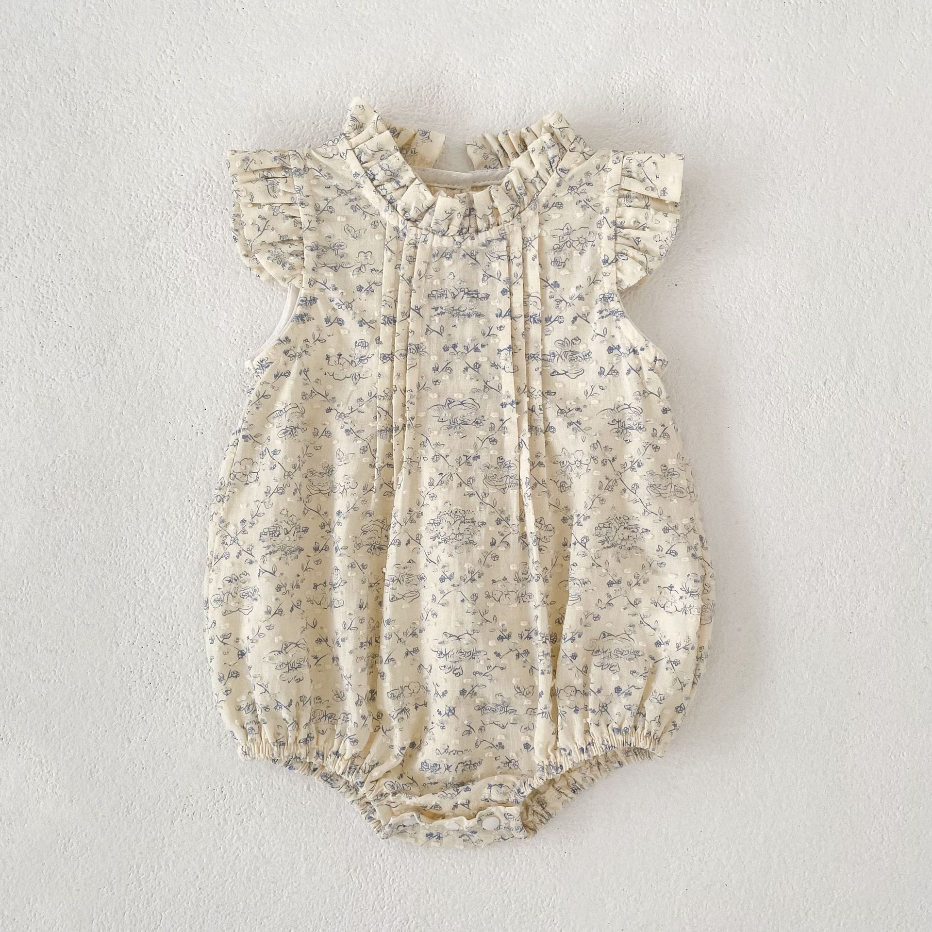 Floral Ruffle Sleeveless Romper Dress フリル ノースリーブロンパース ミモレ丈ワンピース【mh0013157】 Aeg babyi ノースリーブロンパース