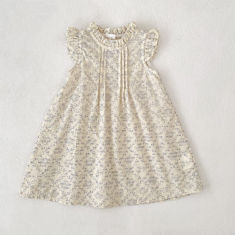 Floral Ruffle Sleeveless Romper Dress フリル ノースリーブロンパース ミモレ丈ワンピース【mh0013157】 Dress / 90cm Aeg babyi ノースリーブロンパース