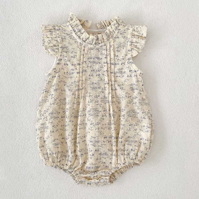 Floral Ruffle Sleeveless Romper Dress フリル ノースリーブロンパース ミモレ丈ワンピース【mh0013157】 Rompers / 66cm Aeg babyi ノースリーブロンパース