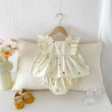 Floral Ruffle Vest Bloomers Set ノースリーブチュニック ブルマ セット【mh0013427】 angou ノースリーブセットアップ