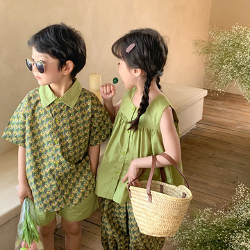 Floral Short Sleeve Matching Set フラワー セットアップ リンクコーデ【mh0012260】 KUMAI.KIDS