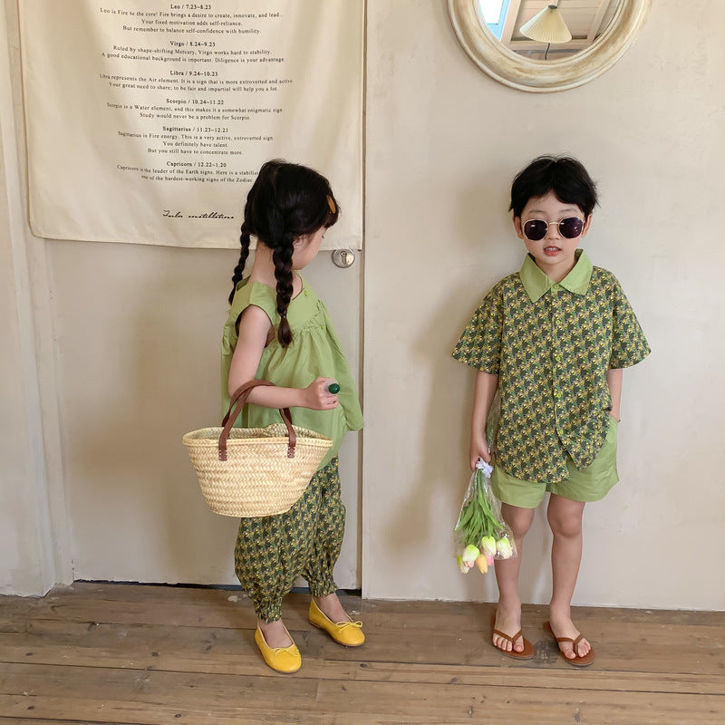 Floral Short Sleeve Matching Set フラワー セットアップ リンクコーデ【mh0012260】 KUMAI.KIDS