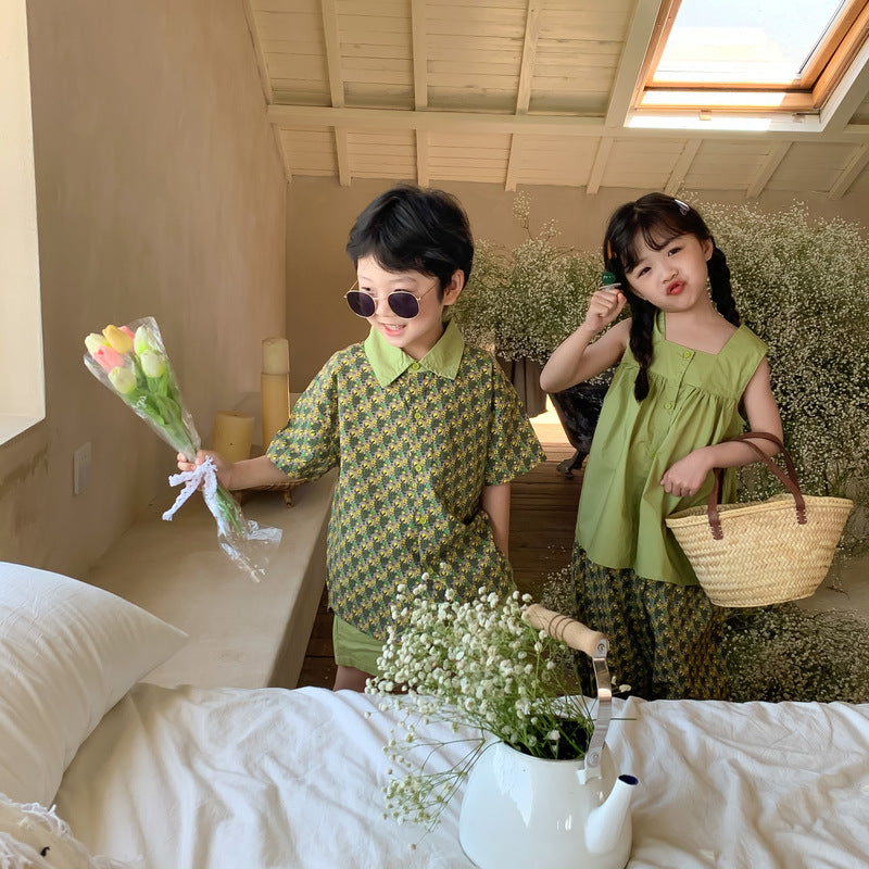 Floral Short Sleeve Matching Set フラワー セットアップ リンクコーデ【mh0012260】 KUMAI.KIDS